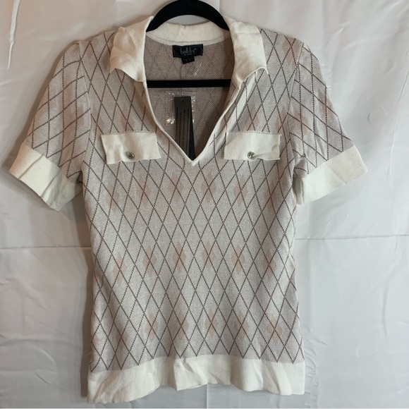 NWT Belldini Women's Black Label Short Sleeve Johnny Collar Sweater, size S - Picture 10 of 10